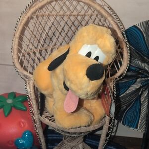 Disney Mattel Arcotoys Pluto Plush 1990s - Fixed Sitting Pluto